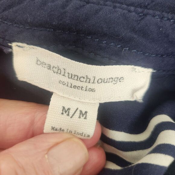 BeachLunchLounge Button Down Tunic-Navy Gray Stripe-Viscose-M-Coastal Grandma - Picture 8 of 11